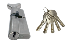 Cylindre haut à bouton, panneton européenclassique 41/51. 5 clés inclus.