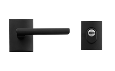 Poignée Tamara et rosace rectangulaire en inox noir